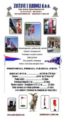 Zastave i jarboli, proizvodnja, prodaja, ugradnja, servis ! Graficki dizajn - Usluge Srbija